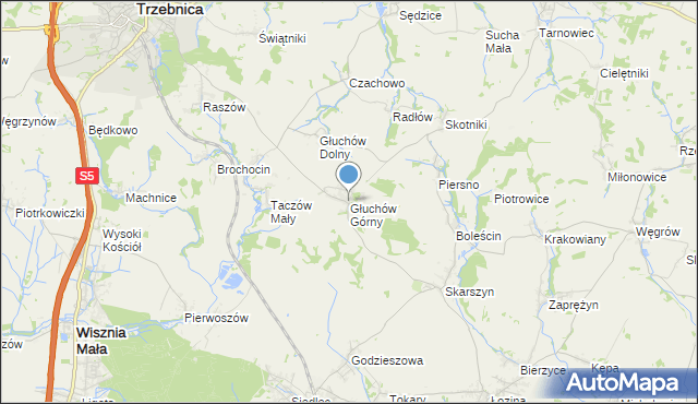 mapa Głuchów Górny, Głuchów Górny na mapie Targeo